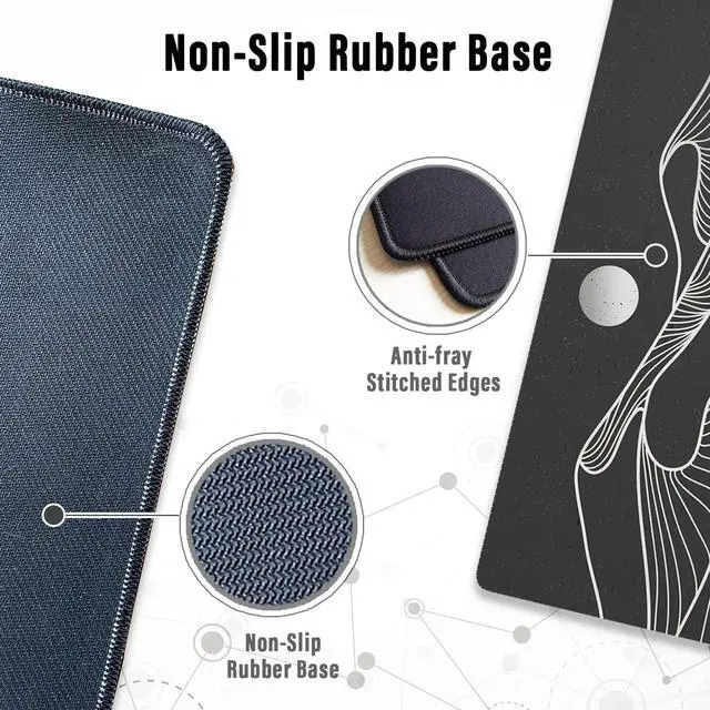 Alt view image 5 of 7 - KEHIPI Large Gaming Mouse Pad with Stitched Edges, Minimalist Mountains Desk Mat, Extended XL Mousepad with Anti-Slip Base, Cute Desk Pad for Keyboard and Mouse, 31.5 x 11.8 in, Black and White