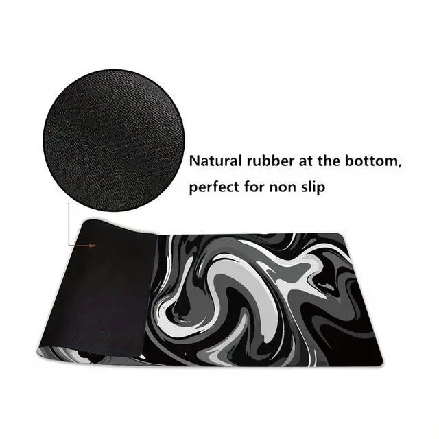 Alt view image 3 of 7 - KEHIPI Large Gaming Mouse Pad - Black and White Mouse Pad with Stitched Edges, Extended XL Mousepad with Anti-Slip Rubber Base, Ink Liquid Wave Desk Mat for Keyboard and Mouse(31.5x15.8 inch)