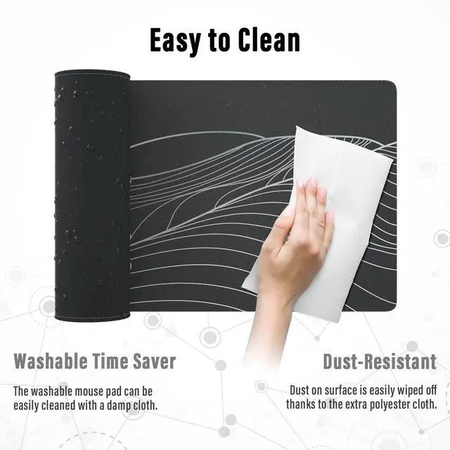 Alt view image 6 of 7 - KEHIPI Large Gaming Mouse Pad with Stitched Edges, Minimalist Mountains Desk Mat, Extended XL Mousepad with Anti-Slip Base, Cute Desk Pad for Keyboard and Mouse, 31.5 x 11.8 in, Black and White