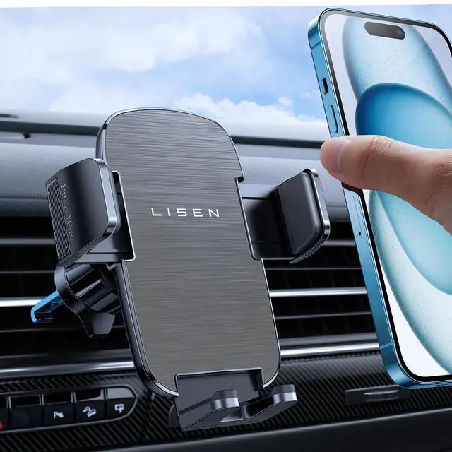 Main image of KEHIPI Upgrade Car Vent Phone Mount, Phone Holders for Your Car Vent Wider Clamp & Metal Hook Phone Holder [Thick Cases Friendly] 360° Rotation, Air Vent Car Phone Mount for iPhone Samsung Smartphones