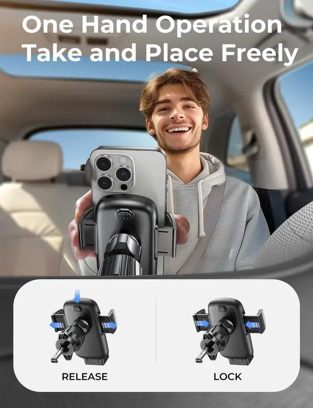 Alt view image 2 of 7 - KEHIPI Upgrade Car Vent Phone Mount, Phone Holders for Your Car Vent Wider Clamp & Metal Hook Phone Holder [Thick Cases Friendly] 360° Rotation, Air Vent Car Phone Mount for iPhone Samsung Smartphones