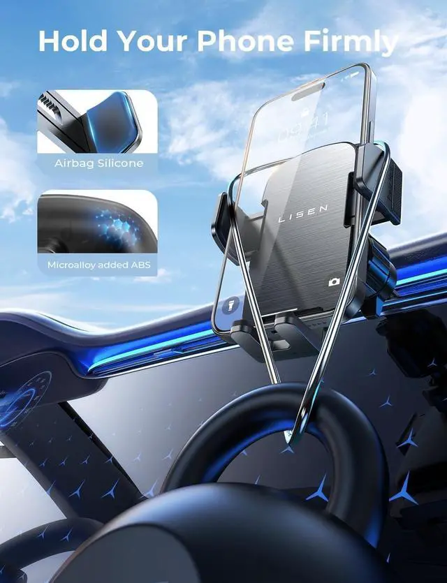 Alt view image 3 of 7 - KEHIPI Upgrade Car Vent Phone Mount, Phone Holders for Your Car Vent Wider Clamp & Metal Hook Phone Holder [Thick Cases Friendly] 360° Rotation, Air Vent Car Phone Mount for iPhone Samsung Smartphones