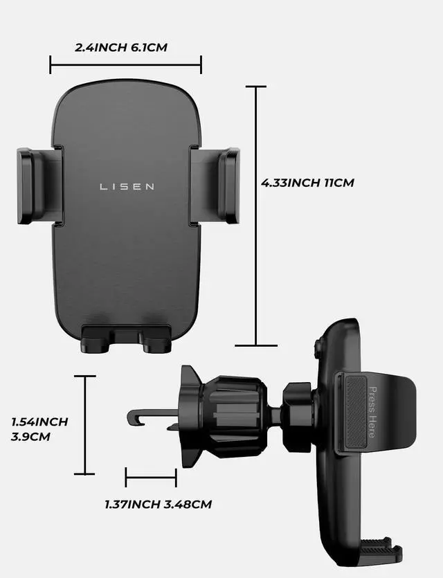 Alt view image 4 of 7 - KEHIPI Upgrade Car Vent Phone Mount, Phone Holders for Your Car Vent Wider Clamp & Metal Hook Phone Holder [Thick Cases Friendly] 360° Rotation, Air Vent Car Phone Mount for iPhone Samsung Smartphones