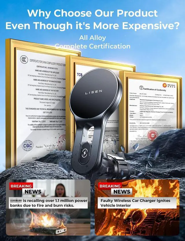 Alt view image 7 of 7 - KEHIPI for iPhone 17 MagSafe Car Mount Charger, [Safer & Faster] Vent Magnetic Wireless Car Charger, Car Vent Phone Mount Charger Fits iPhone 17 Pro Max Air 15 14 13, Samsung with MagSafe Case,Silver