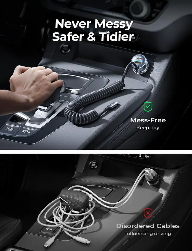 Alt view image 3 of 6 - KEHIPI 65W iPhone 17 Pro Max Car Charger USB C Fast Charging,Super Fast iPhone 16/17 Pro Car Charger Type C Adapter Fit iPhone 17 Air ProMax Plus/16/15,Pixel 10, Samsung Galaxy S25/24,Android,Black