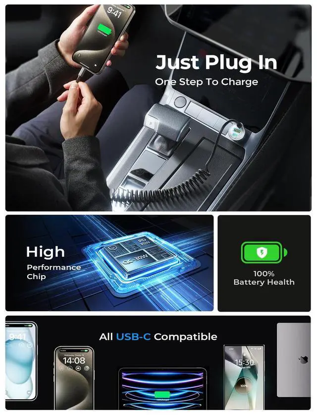 Alt view image 6 of 6 - KEHIPI 65W iPhone 17 Pro Max Car Charger USB C Fast Charging,Super Fast iPhone 16/17 Pro Car Charger Type C Adapter Fit iPhone 17 Air ProMax Plus/16/15,Pixel 10, Samsung Galaxy S25/24,Android,Black