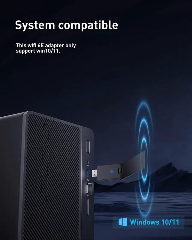 Alt view image 6 of 7 - KEHIPI WiFi 6E Adapter Wireless USB for PC - AXE5400 Tri-Band 6G/5G/2.4G WiFi 6E USB Adapter for Desktop PC Laptop, Technologies, Wireless Adapter for Desktop Network Adapters Supports Windows 11/10