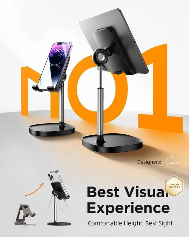 Alt view image 2 of 7 - KEHIPI Cell Phone Stand Adjust for iPhone Phone Holder for Desk, Office Desk Accessories PC Gaming Gifts for Her Essentials Kitchen Gadgets Fit Telephone OtterBox Case Switch iPad Air Tablet 4-10 in