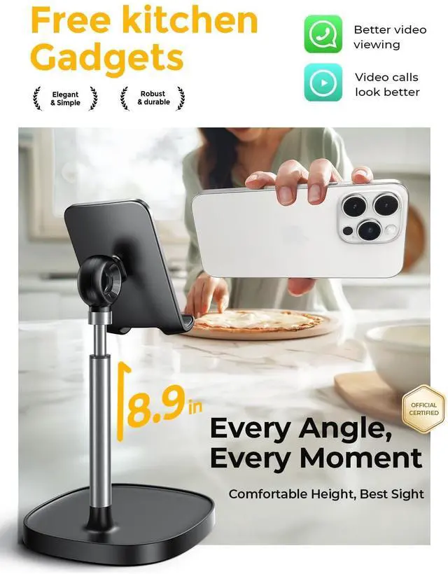 Alt view image 3 of 7 - KEHIPI Cell Phone Stand Adjust for iPhone Phone Holder for Desk, Office Desk Accessories PC Gaming Gifts for Her Essentials Kitchen Gadgets Fit Telephone OtterBox Case Switch iPad Air Tablet 4-10 in