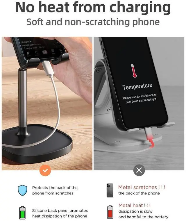 Alt view image 5 of 7 - KEHIPI Cell Phone Stand Adjust for iPhone Phone Holder for Desk, Office Desk Accessories PC Gaming Gifts for Her Essentials Kitchen Gadgets Fit Telephone OtterBox Case Switch iPad Air Tablet 4-10 in