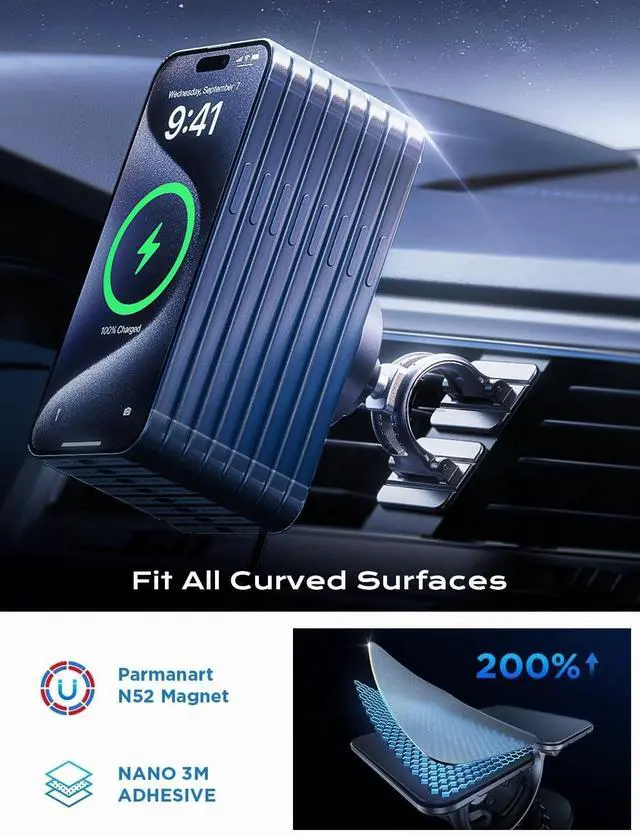 Alt view image 5 of 7 - KEHIPI for 15W MagSafe Car Mount Charger,Magnetic Wireless Car Charger for iPhone 17 Pro Max Accessories,Magnetic Phone Holder for iPhone 17 Air Pro Max Plus 16 15 14 13 12,Samsung S25/24 with MagSafe