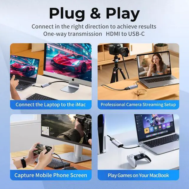 Alt view image 7 of 7 - KEHIPI  HDMI Capture Card 4K@60FPS, 1080P@240FPS USB 3.0 HDMI to USB A/C Video Capture Card for Streaming, Works with iPad, Switch 2/1, PS5/4, Xbox, Quest 3, Mac OS, Windows, Zoom, OBS, Camera