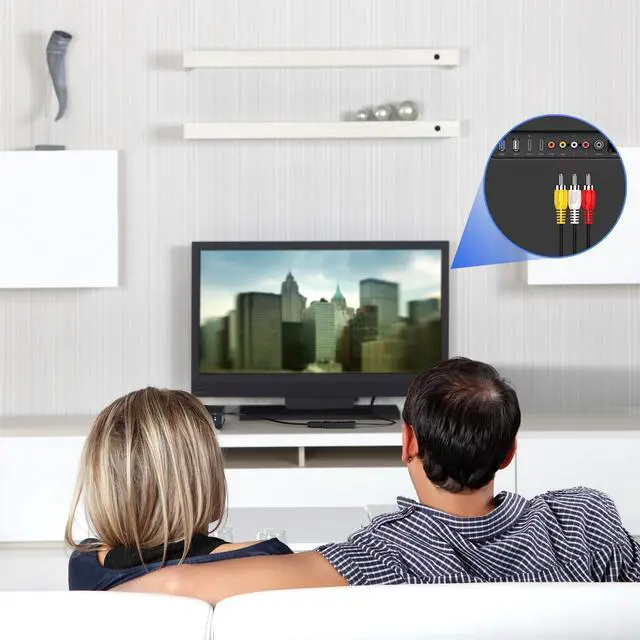 Alt view image 6 of 7 - HDMI to RCA Converter, HDMI to AV 3RCA CVBs Composite Video Audio Converter Adapter for Old TV Compatible PAL/NTSC for Roku, Android TV Box, DVD ect