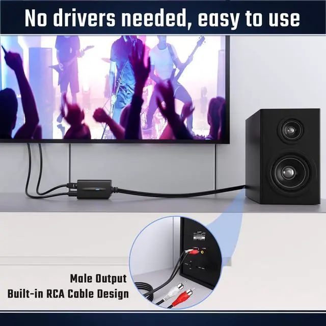 Alt view image 5 of 7 - KEHIPI 192kHz DAC Digital to Analog Audio Converter 7ft/2.1m Digital Audio Optical to RCA Cable SPDIF to RCA Converter with Built-in Audio Amplifier Chipset for HDTV, DVD, Blu-Ray Players