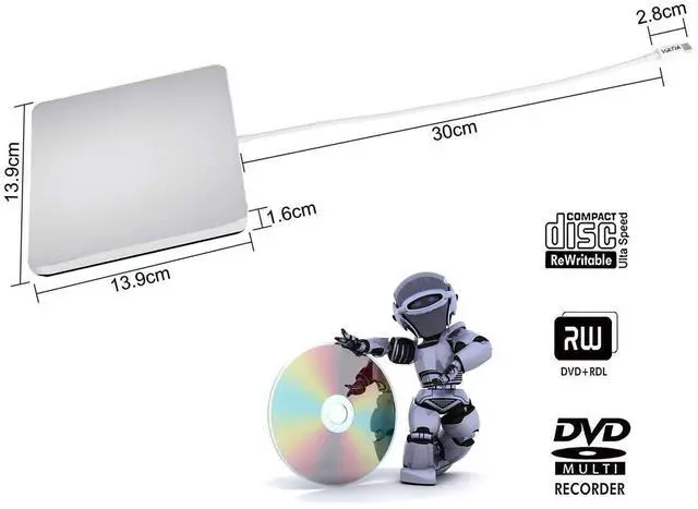 Alt view image 5 of 6 - KEHIPI External CD DVD Drive USB C Ultra Slim Portable CD DVD Player Burner/Writer/Reader USB Superdrive Disc Duplicator for MacBook Pro/Air/Mac/M1/Laptop/Windows10 (Silver)