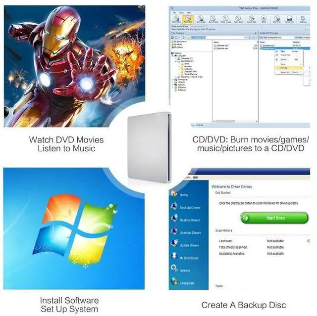 Alt view image 6 of 6 - KEHIPI External CD DVD Drive USB C Ultra Slim Portable CD DVD Player Burner/Writer/Reader USB Superdrive Disc Duplicator for MacBook Pro/Air/Mac/M1/Laptop/Windows10 (Silver)