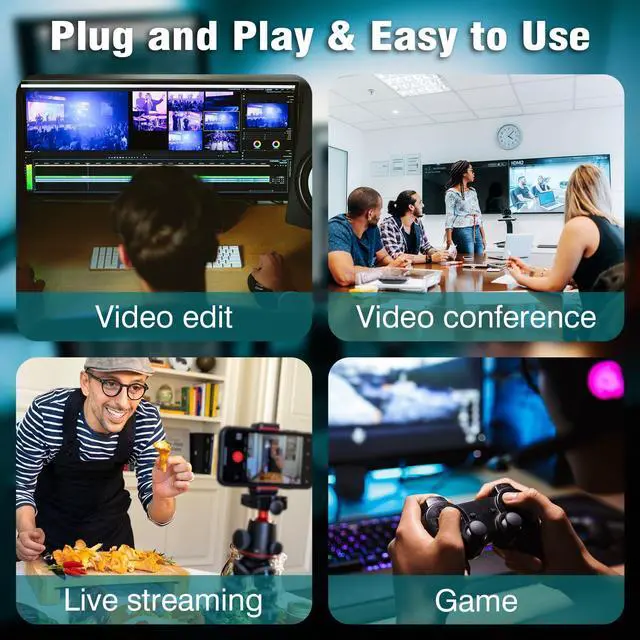 Alt view image 4 of 7 - KEHIPI Video Capture Card, USB3.0 HDMI to USB C Capture Card, 4K 1080P 60FPS, Video Recording Card for Gaming Live Streaming, for Windows/Mac OS System with USB C Adapter to Adjust PS4, Switch, Xbox