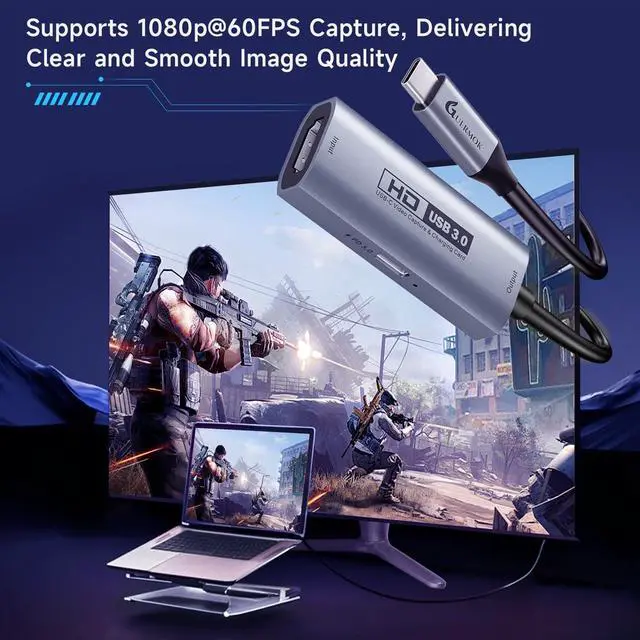 Alt view image 6 of 7 - KEHIPI 4K USB3.0 Video Capture Card with PD 100W, 2K@30FPS or 1080P@60FPS HDMI to USB-A/C Capture Card for Streaming, Works with iPad Quest 3, MacOS, Switch2/1 PS5/4, Xbox, Camera, Silver