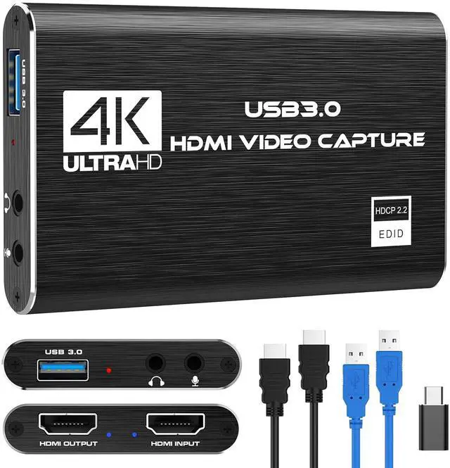 Main image of KEHIPI 4K HDMI Capture Card for Streaming, Full HD 1080P 60FPS USB 3.0 Cam Link Game Audio Video Capture Card, Work with Camera/Nintendo Switch/Xbox/PS4/PS5/PC/OBS (Black)