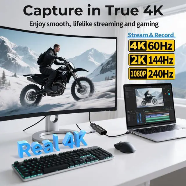 Alt view image 5 of 7 - KEHIPI 4K USB3.0 Video Capture Card with PD 100W, 4K@60FPS or 2K@144FPS HDMI to USB-A/C Capture Card for Streaming, Works with Pad, Tablet, MacOS, Switch2/1, Laptop, PC, Camera, VR, Black