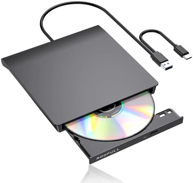 Main image of KEHIPI External CD DVD Drive for Laptop, USB 3.0 Type-C CD DVD Disc Reader Writer Burner, USB-C Portable CD DVD Player for Windows 11/10/7 PC Apple Mac MacBook Linux Computer, RF21-MAS