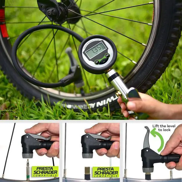 Alt view image 5 of 5 - KEHIPI Digital Bicycle Tire Inflator Gauge with Auto-Select Valve Type - Presta and Schrader Air Compressor Tool