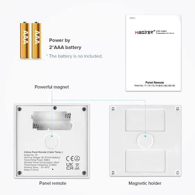 Alt view image 7 of 7 - KEHIPI Wireless 2.4G RF 4 Zone Single Color Wall Mounted Smart Panel Remote Powered by 2XAAA Batteries 3V Work with WB5 LM052 LM053 C01RF C02RF C01W C02W etc PWM Controller