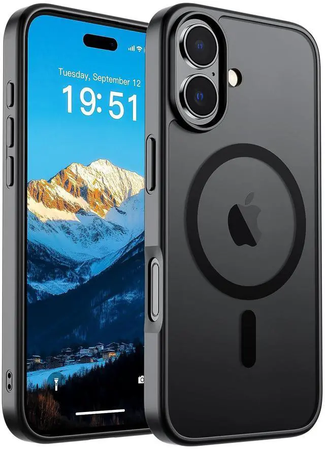 Main image of SOEWIOU Magnetic for iPhone 17 Case (Compatible with MagSafe)(Military Grade Drop Protection) Translucent Matte Shockproof with Anti-Fingerprint Phone Cover,Black