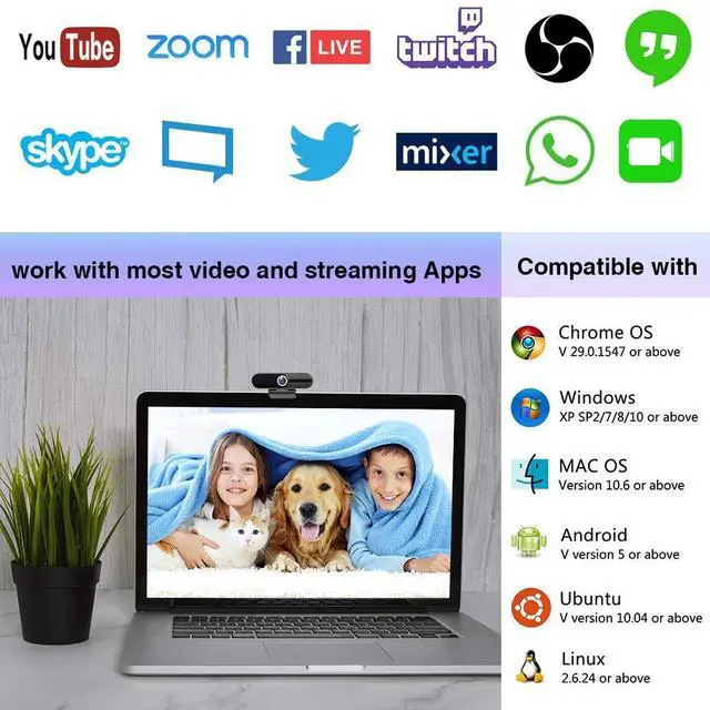 Alt view image 4 of 7 - KEHIPI 4K Webcam with Microphone and Tripod, USB Web Camera for PC and Laptop, 8MP Widescreen for Video Calling, Recording, Streaming and Conference