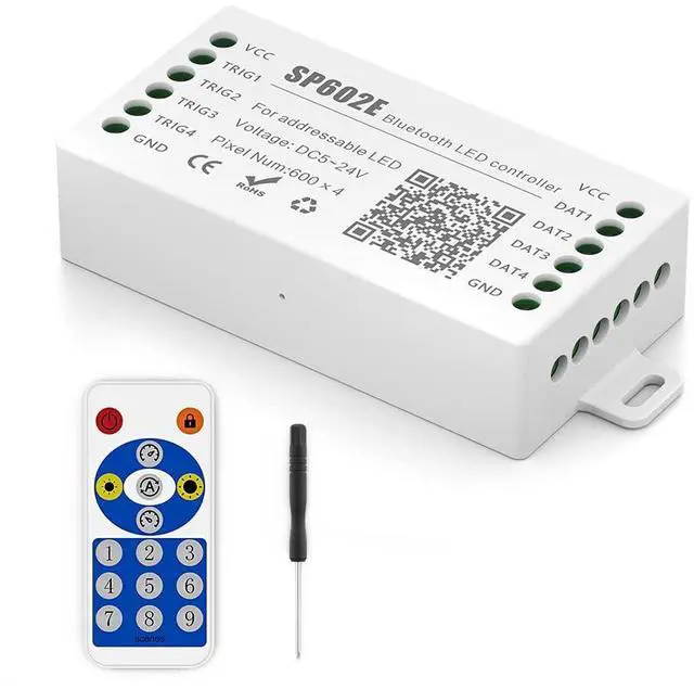Main image of KEHIPI WS2812B WS2811 WS2813 WS2815 1903 SP602E Bluetooth Controller with 4 Signal Outputs for LED Module Pixel Strip String Light Andriod iOS APP/RF Remote/Trigger Control