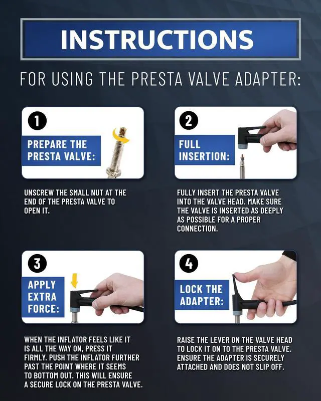 Alt view image 5 of 7 - KEHIPI Presta Valve Air Chuck  Bike Tire Inflator with Pressure Gauge  Bicycle Tire Gauge Schrader to Presta Valve Adapter for Air Compressor