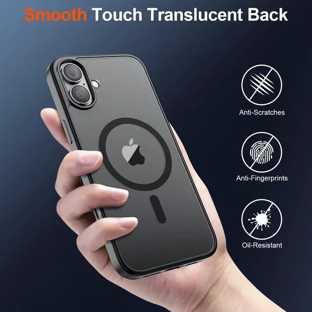 Alt view image 6 of 7 - SOEWIOU Magnetic for iPhone 17 Case (Compatible with MagSafe)(Military Grade Drop Protection) Translucent Matte Shockproof with Anti-Fingerprint Phone Cover,Black