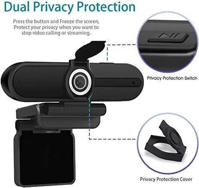 Alt view image 3 of 7 - KEHIPI 4K Webcam, HD Webcam 8MP- Laptop PC Desktop Computer Web Camera with Microphone, USB Webcams for Video Calling Recording Streaming Video Conference, Webcam with Mini Tripod,Privacy Shutter.