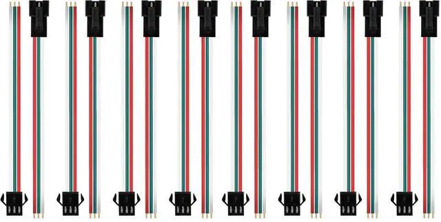 Main image of KEHIPI 20 Pairs JST SM 3 Pin Connectors for WS2812B WS2811 WS2812 WS2814 SK6812 FOCB CCT LED Strip Female Male 15cm 22awg Wire (Pack of 2)