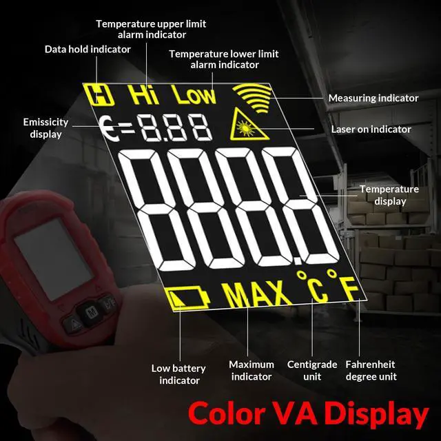 Alt view image 3 of 7 - KEHIPI  Infrared Thermometer Gun WG-127B, Digital IR Thermometer for Cooking, Candy, Food, Pizza Oven, Grill & Engine, Temp Reader -58~1112(-50~600) Non-Contact Temperature Gun (Not for Human)
