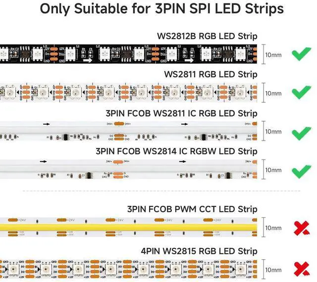 Alt view image 4 of 6 - KEHIPI 5 PCS JST SM 3PIN V Shape 1 to 2 Connectors for 3 Pin SMD WS2812B WS2811 WS2812 WS2814 SK6812 FCOB WS2811 IC Addressable LED Strip Female Male 15CM 22AWG Wire (Pack of 2)
