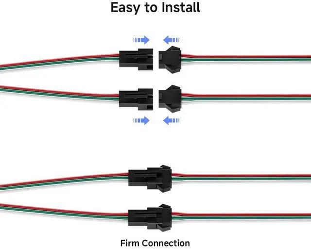 Alt view image 3 of 6 - KEHIPI 5 PCS JST SM 3PIN V Shape 1 to 2 Connectors for 3 Pin SMD WS2812B WS2811 WS2812 WS2814 SK6812 FCOB WS2811 IC Addressable LED Strip Female Male 15CM 22AWG Wire (Pack of 2)