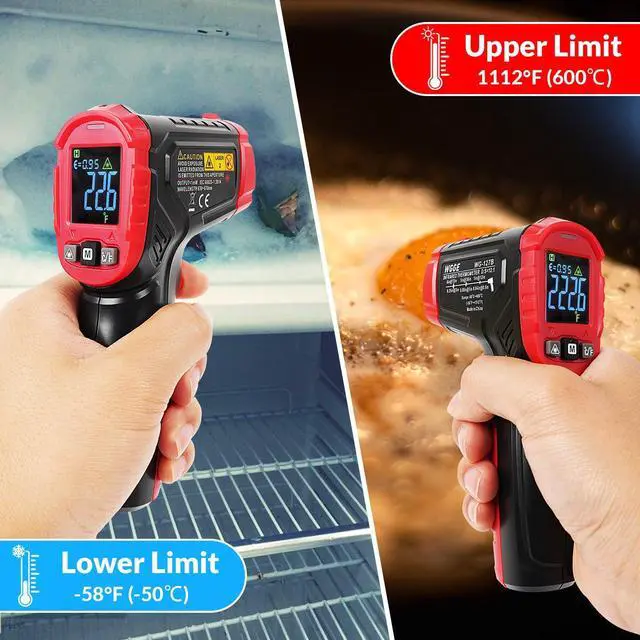 Alt view image 4 of 7 - KEHIPI  Infrared Thermometer Gun WG-127B, Digital IR Thermometer for Cooking, Candy, Food, Pizza Oven, Grill & Engine, Temp Reader -58~1112(-50~600) Non-Contact Temperature Gun (Not for Human)