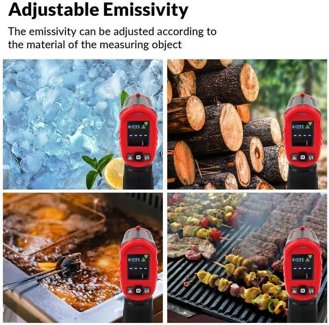 Alt view image 6 of 7 - KEHIPI  Infrared Thermometer Gun WG-127B, Digital IR Thermometer for Cooking, Candy, Food, Pizza Oven, Grill & Engine, Temp Reader -58~1112(-50~600) Non-Contact Temperature Gun (Not for Human)