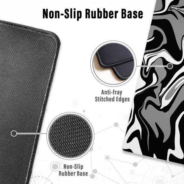 Alt view image 5 of 7 - KEHIPI Gaming Mouse Pad with Stitched Edges, Swirl Marble Mouse Pad, Extended XL Mousepad with Anti-Slip Base, Cool Large Mouse Pad for Desk, 31.5 x 11.8 in, Black