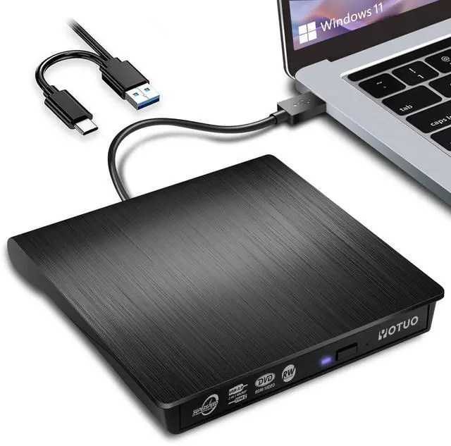 Main image of KEHIPI External CD/DVD Drive, Portable USB 3.0 & USB-C CD RW Drive, DVD Player, DVD Burner for Laptop, Desktop, Compatible with Windows 7/8/10/11, Mac, MacBook Pro/Air, Linux