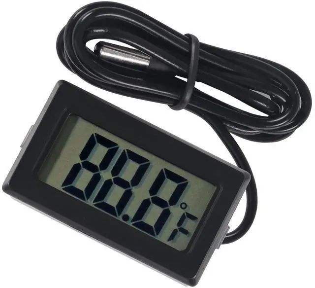 Alt view image 5 of 7 - KEHIPI 6-Pack TPM-10 Fahrenheit() Digital Thermometer Wired for Car Greenhouse Indicator Indoor Room Freezer Refrigerator Aquarium with 1M Waterproof NTC Probe (Black)