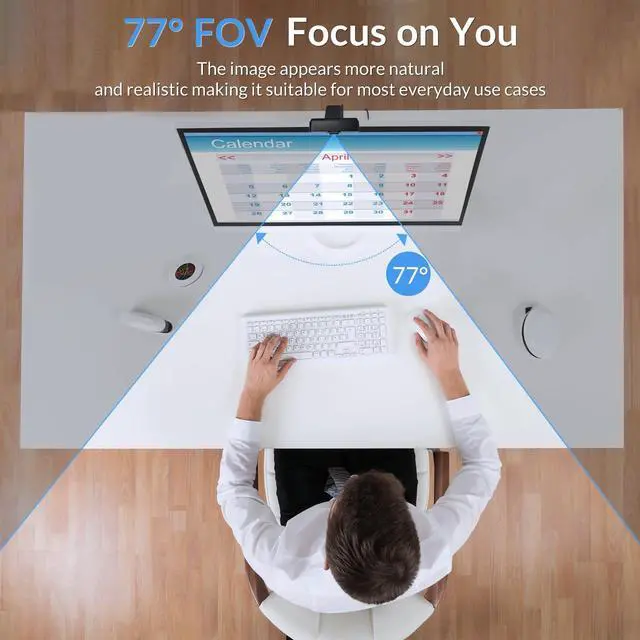 Alt view image 7 of 7 - KEHIPI 4K Webcam for PC with Sony Sensor, Auto Focus & Privacy Cover, Ultra HD 4K Streaming Camera with Tripod, 2 Noise-Cancelling Mics, USB Plug & Play, 77° FOV, Web Camera for Zoom, Skype, Teams