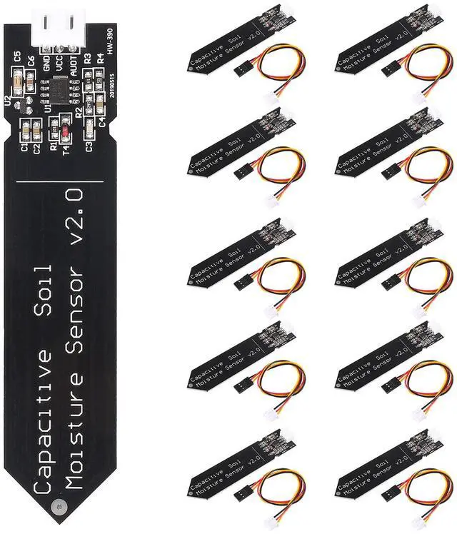 Main image of KEHIPI 10 Pack Capacitive Soil Moisture Sensor Corrosion Resistant for Arduino Moisture Detection Garden Watering DIY Electronic for Arduino and Raspberry Pi (10PCS)