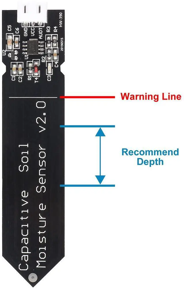 Alt view image 4 of 5 - KEHIPI 10 Pack Capacitive Soil Moisture Sensor Corrosion Resistant for Arduino Moisture Detection Garden Watering DIY Electronic for Arduino and Raspberry Pi (10PCS)
