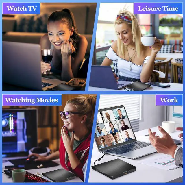 Alt view image 5 of 7 - KEHIPI External DVD Drive with Protective Carrying Case,USB 3.0 Type C Portable CD/DVD +/-RW Disk Drive DVD Player for Laptop CD/DVD ROM Burner Reader