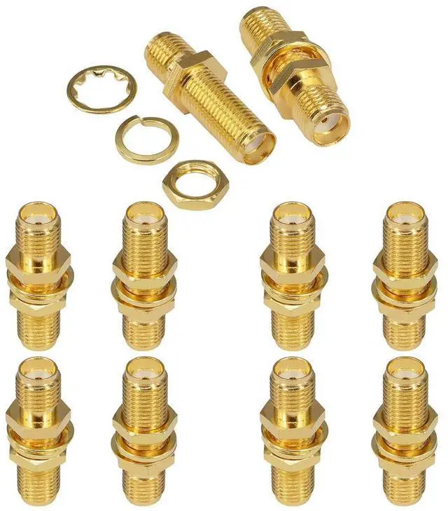Main image of KEHIPI SMA Socket Connector SMA Female Bulkhead Connector SMA Panel Chassis Mount Connector SMA Female to Female Barrel Adapter Antenna Jack Adapter for Wireless LAN Device Coax Cable,etc Pack of 10