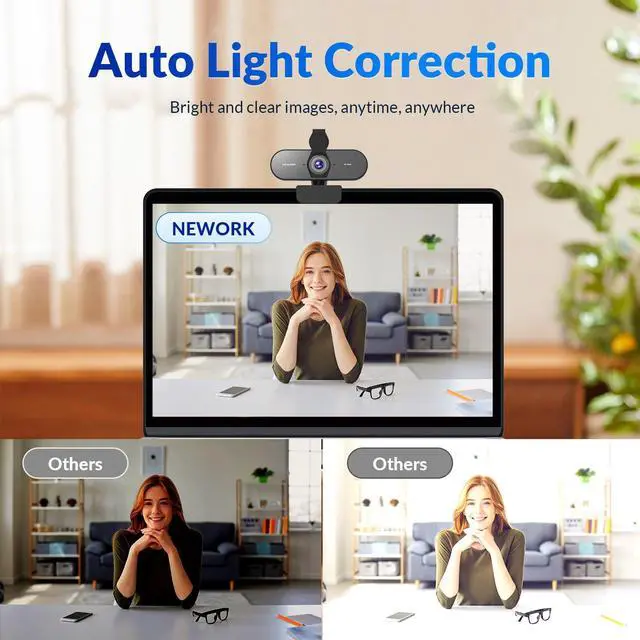 Alt view image 5 of 7 - KEHIPI 4K Webcam with Sony Sensor, PDAF Autofocus, 1080P@60FPS, 2 Noise Reduction Mics, Auto Light Correction, USB Plug&Play, Privacy Cover, 79°FOV, Streaming Camera for PC, Mac, Laptop, Video Calls