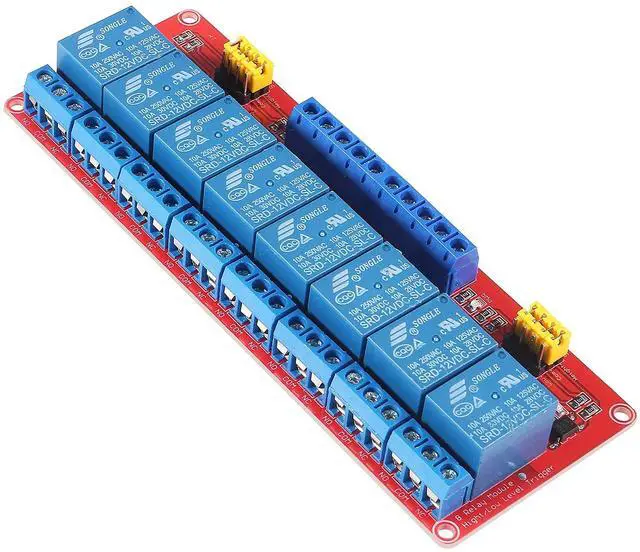 Alt view image 4 of 7 - KEHIPI 2PCS 12V Relay Module With Optocoupler Isolation - High and Low Level Trigger - Red Board (8 Channel)