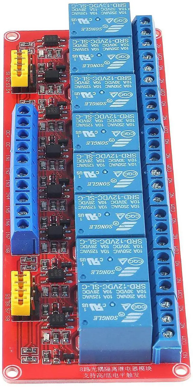 Alt view image 6 of 7 - KEHIPI 2PCS 12V Relay Module With Optocoupler Isolation - High and Low Level Trigger - Red Board (8 Channel)